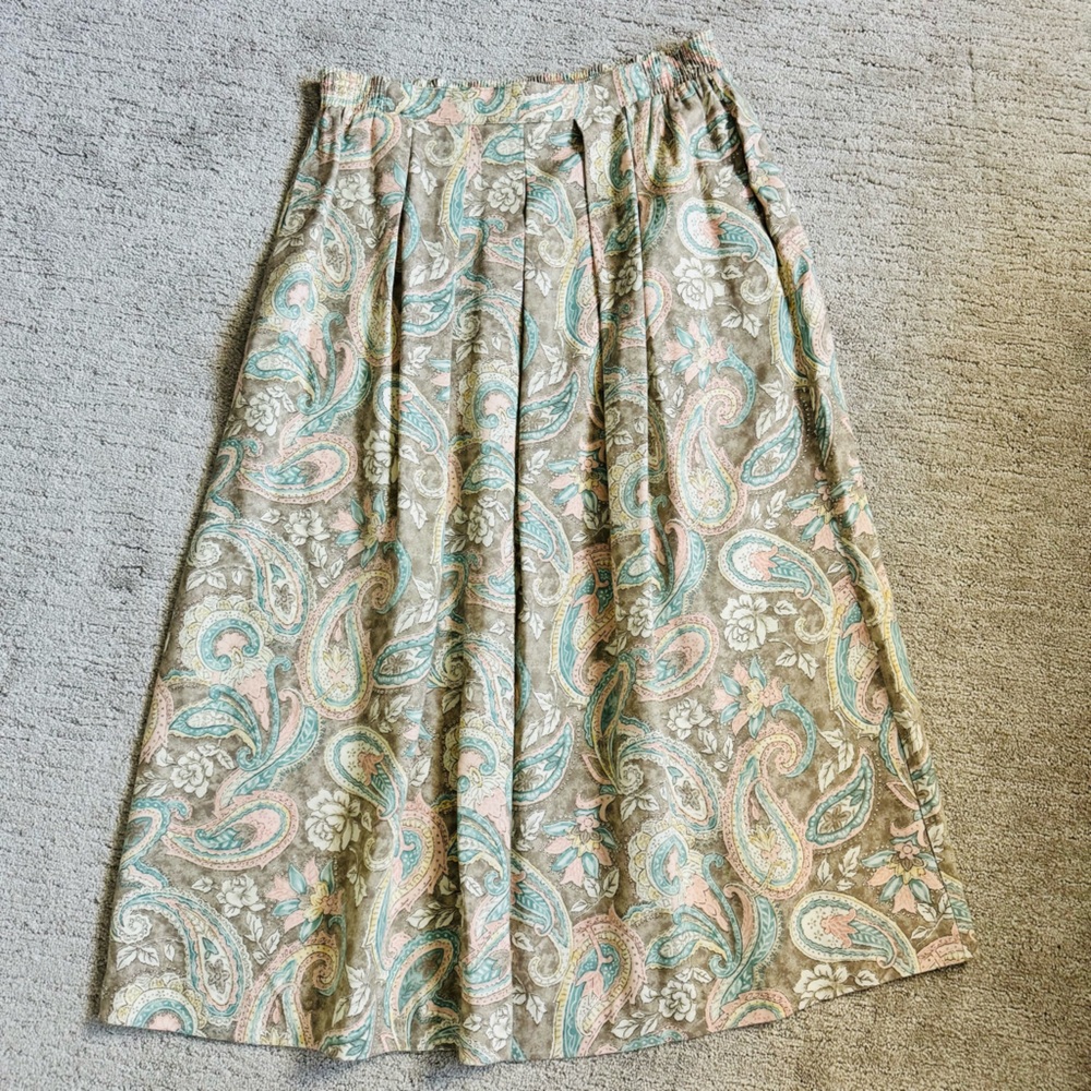 Vintage 80s Jantzen Paisley Neutral Cream Skirt - Picture 8 of 12